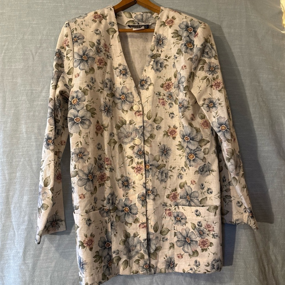 Willow Ridge Vintage Blazer/Jacket Cream Floral Women’s Sz S